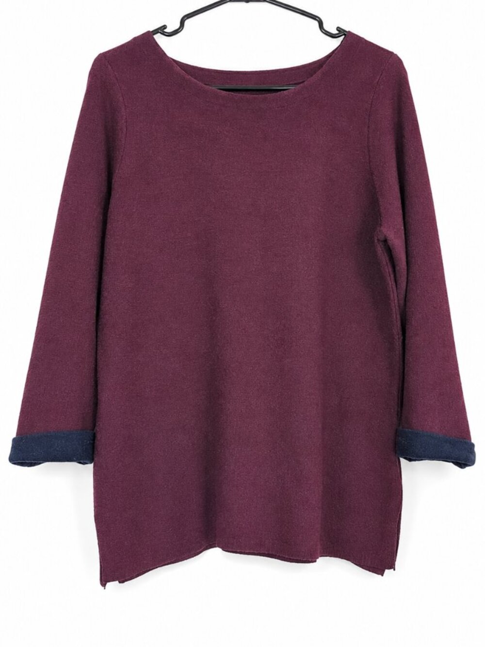 Nanette Lepore Wool Blend Burgundy Side Zip Sweater Small